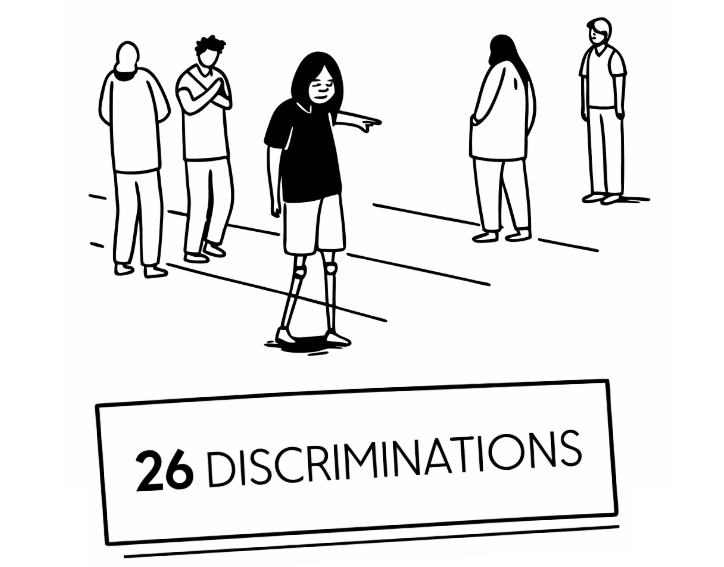 Dessin d'une personne dans la rue qui montre du doigt une passante